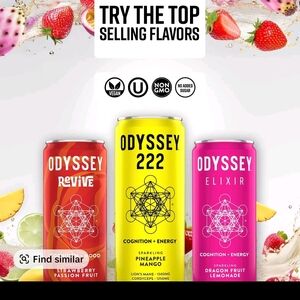Odyssey Sparkling Energy Drink Variety Pack - Red, Yellow, Pink